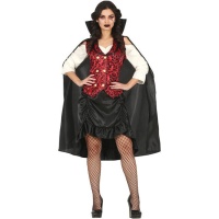 Costume corto da vampiro con mantello per donna