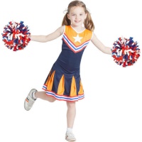 Costume da cheerleader blu e arancione per bambina