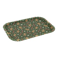 Vassoio di 40 x 28,5 cm in metallo a forma di omino di pan di zenzero