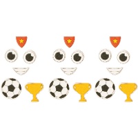 Decorazioni di zucchero 2D per cupcake a tema calcio - 24 pezzi