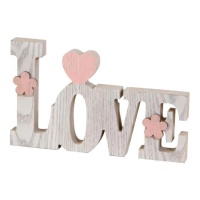 Cartello d'amore in legno con fiori 20,5 x 12 cm