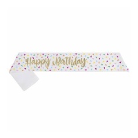 Fascia Happy Birthday con triangoli colorati 10 x 79 cm