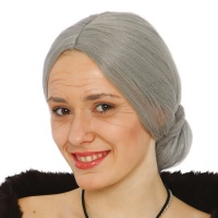 Parrucca grigia con chignon per donna