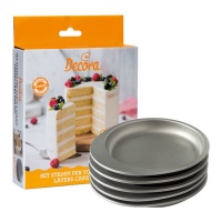 Stampo rotondo in acciaio per torta a strati da 18 x 18 x 3,5 cm - Decora - 5 unità