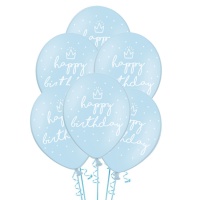 Palloncini in lattice blu Happy Birthday 30 cm - PartyDeco - 50 unità