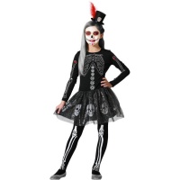 Costume da scheletro Catrina lucido per bambine