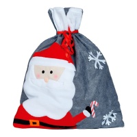 Sacco Babbo Natale grigio con motivo 50 x 60 cm