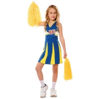 Costume da cheerleader blu e giallo per bambina