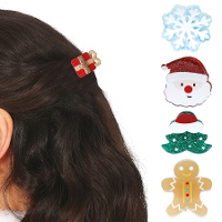 Mollette per capelli natalizie assortite da 3 cm - 5 pezzi