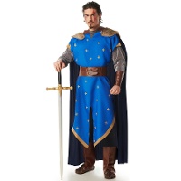 Costume da cavaliere medievale cristiano blu per uomo