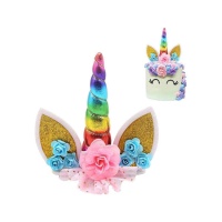 Decorazione per torta Unicorno Arcobaleno - 1 pz.