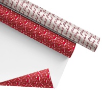 Carta da regalo natalizia rossa 70 cm x 2 m - 1 pz.