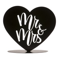 Topper torta nuziale cuore MR & MRS in metallo nero di 14,5 cm