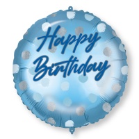 Palloncino azzurro personalizzabile Happy Birthday 46 cm - Procos