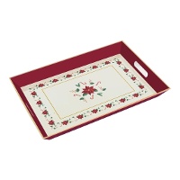 Vassoio di 45 x 31 cm in plastica con motivo natalizio di stella di Natale e maniglie