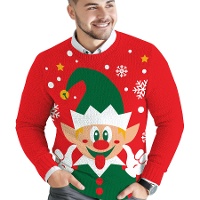 Maglione natalizio per uomo con motivo elfo natalizio
