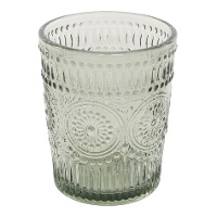 Bicchiere da 290 ml in vetro inciso verde acqua