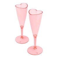 Bicchieri da champagne a cuore rosa 120 ml - 2 unità