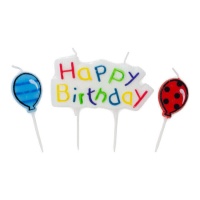Candele di buon compleanno con palloncini colorati - 3 unità