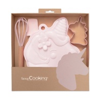 Kit torta unicorno con utensili 25,5 x 21 x 5 cm - Scrapcooking - 4 pezzi