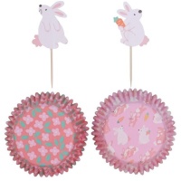 Capsule per cupcakes con picks a forma di coniglietti pasquali - PME - 24 pezzi
