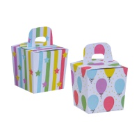 Mini scatola di cartone con palloncini e stelle - 6 unità