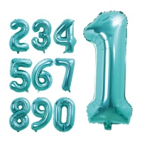 Pallone numero 80 cm blu turchese