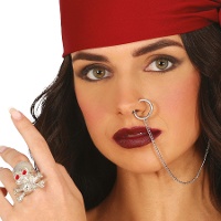 Anello teschio e orecchino con piercing per adulti
