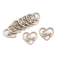 Mini sagome cuore Love di legno da 5 cm - 8 unità