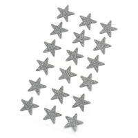 Etichette adesive stella glitter argento da 2,6 cm - 18 unità