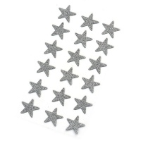 Adesivi a forma di stella glitterata argento da 2,6 cm - 18 pezzi.