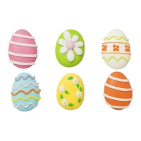 Figure di zucchero colorate a forma di uovo - Decorare - 6 pezzi