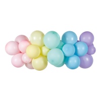 Ghirlanda di palloncini arcobaleno pastello - 30 pz.