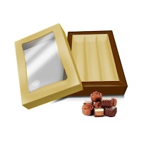 Scatola grande dorata per cioccolatini 21,5 x 14,5 x 3,5 cm - Sweetkolor