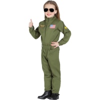Costume da pilota di caccia verde militare per bambini