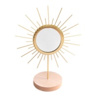 Supporto per gioielli dorato con specchio