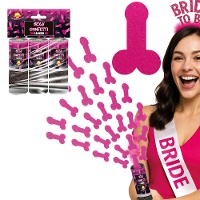 Cannone di coriandoli a forma di pene fucsia 10,5 cm - confezione da 3