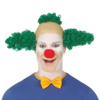Parrucca verde da clown con testa calva