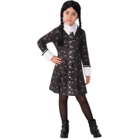 Costume da Mercoledì Addams in un abito per bambini