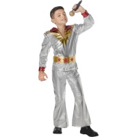 Costume da discoteca grigio metallizzato per ragazzo