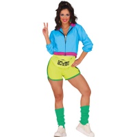 Costume da rullo neon anni '80 per donna