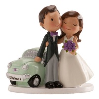 Figura per torta nuziale di sposi con auto 12 cm - Dekora