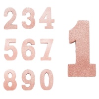 Centrotavola numero rosa dorato con glitter da 20 cm