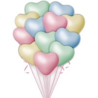 Palloncini in lattice a forma di cuore in colori pastello - 12 pezzi