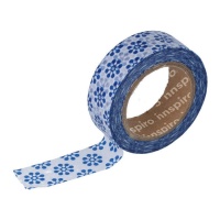 Washi tape fiori blu e bianchi - 10 m