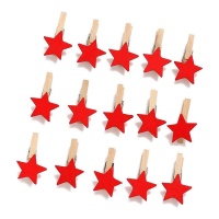 Mollette decorative stella rossa da 3 cm - 15 unità