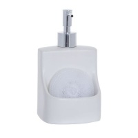 Dispenser sapone bianco con spugna da 7 x 6 x 17 cm - DCasa