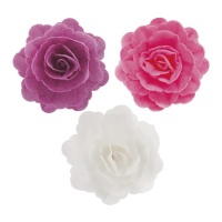 Cialde fiori di rosa assortite da 6,5 cm - Dekora - 15 unità