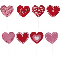 Picks a forma di cuore decorati - 8 pezzi