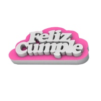 Figura di sughero Happy Birthday con nuvola rosa 22 x 40 cm
